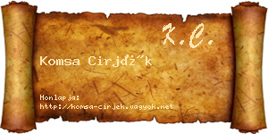 Komsa Cirjék névjegykártya